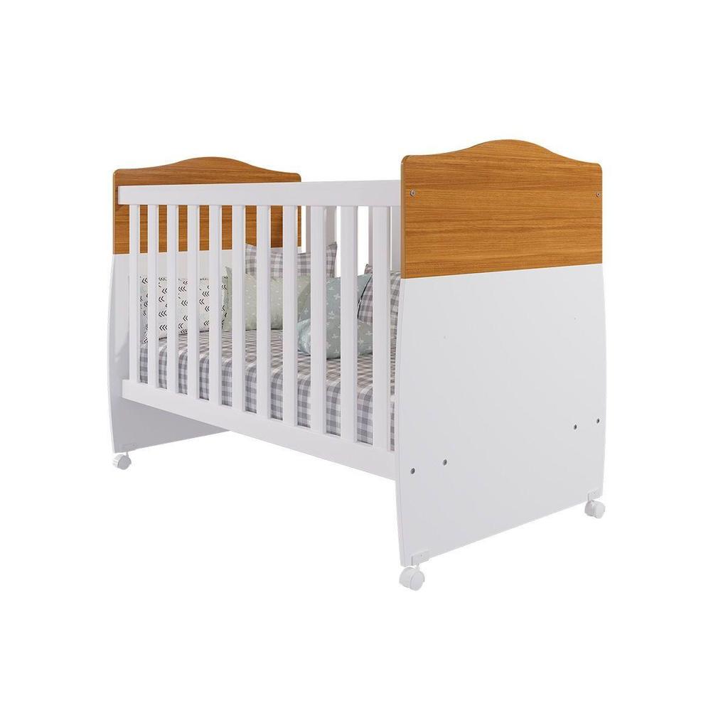 Berço / Mini Cama Infantil Conforto 2 em 1 Nature/Branco - Permóbili Baby