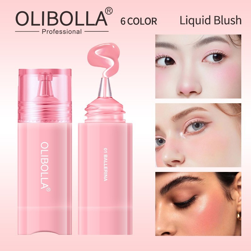 [Estoque pronto] OLIBOLLA Liquid Blush Rouge Multifuncional Matte Batom Sombra Nude Maquiagem Branqueadora Multifunciona