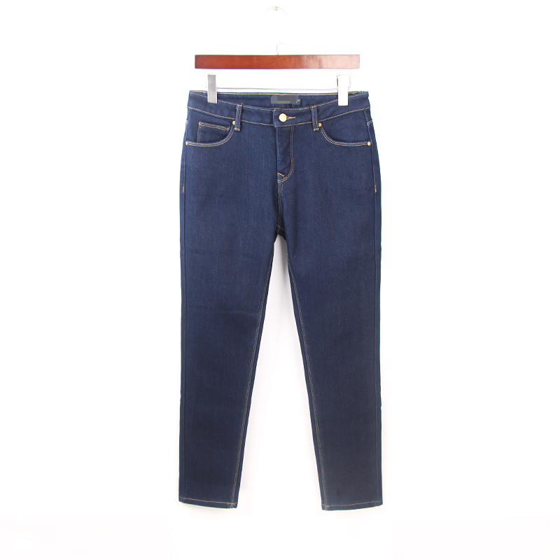 Forro de lã engrossado Jeans feminino 2024 inverno azul escuro engrossado calças magras tamanho grande simples lápis cal