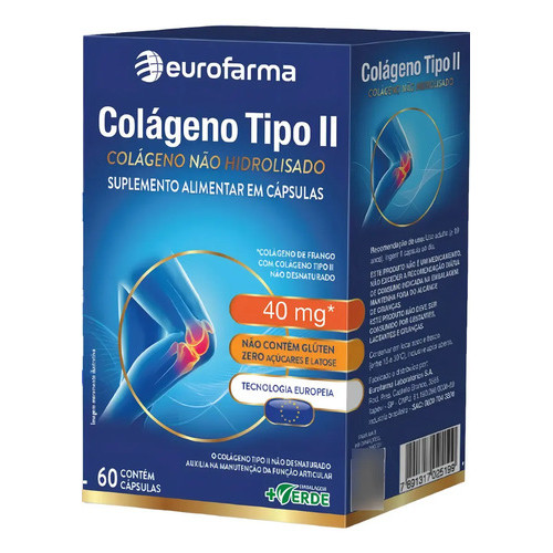 Colageno Tipo Ii 40mg Não Hidrolisado 60 Capsulas Eurofarma