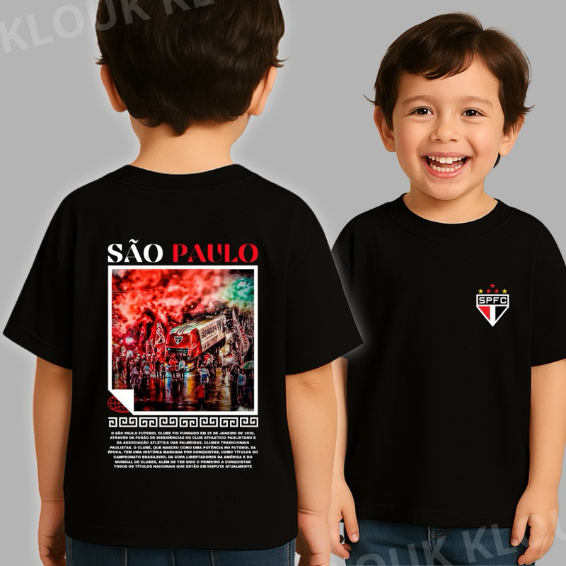 Camiseta São Paulo Infantil Fc Tricolor Paulista Futebol Sp Clube Torcedor Cores 100% Algodão