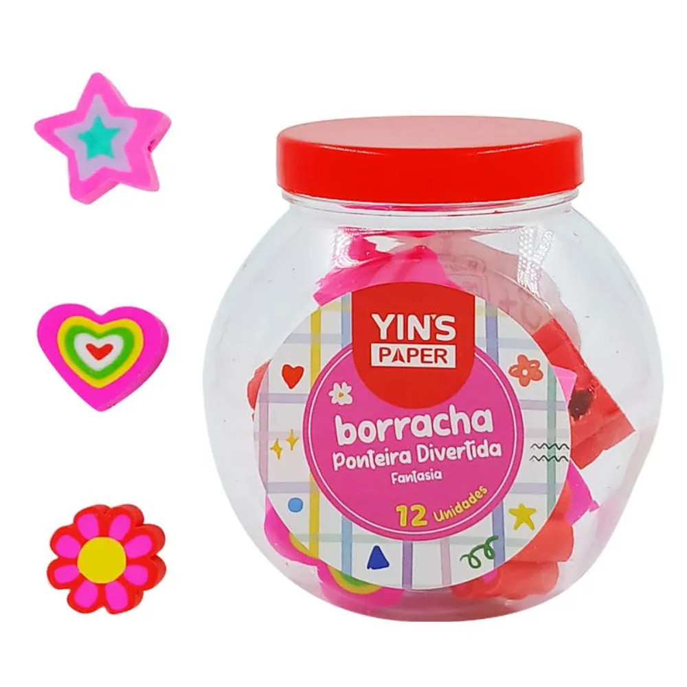 Borracha Ponteira Divertida 12 Unidades YINS PAPER