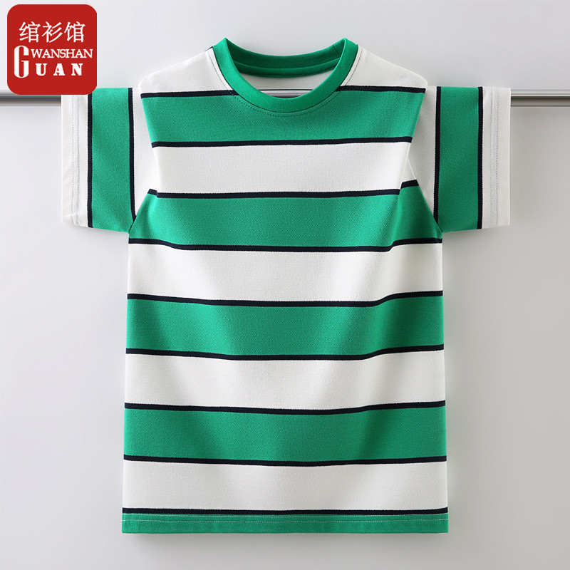 Meninos camiseta verão 2024 novo estilo roupas infantis crianças de manga curta puro algodão meninos em torno do pescoço