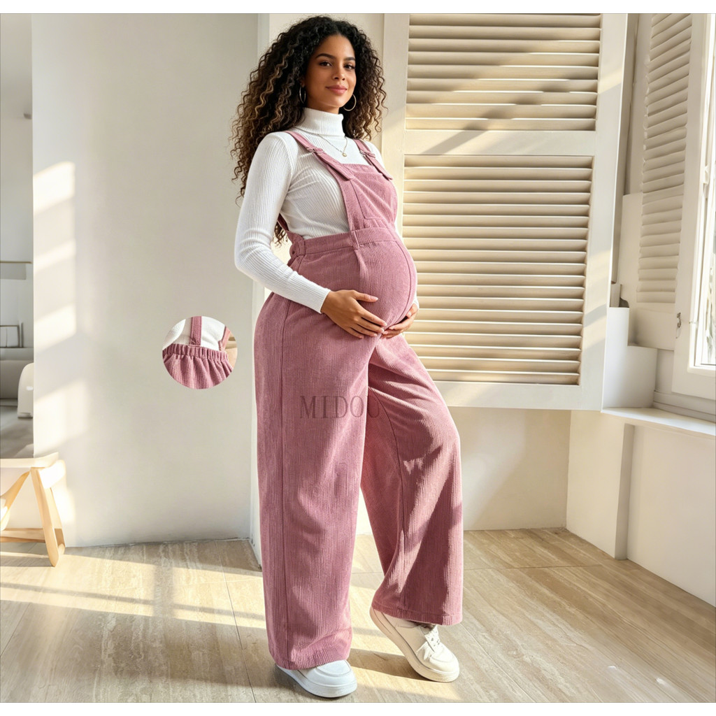 Outono inverno moda calças de maternidade cintura estiramento solto veludo macacão conjunto à prova de frio calor