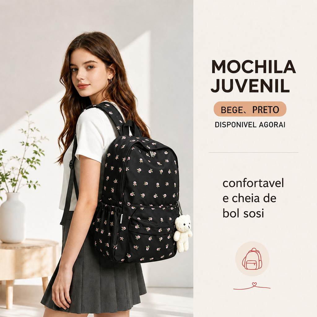 Mochila Feminina Reforçada Grande Escolar Universitária De Viagem Moda Casual Unissex X012 JZ