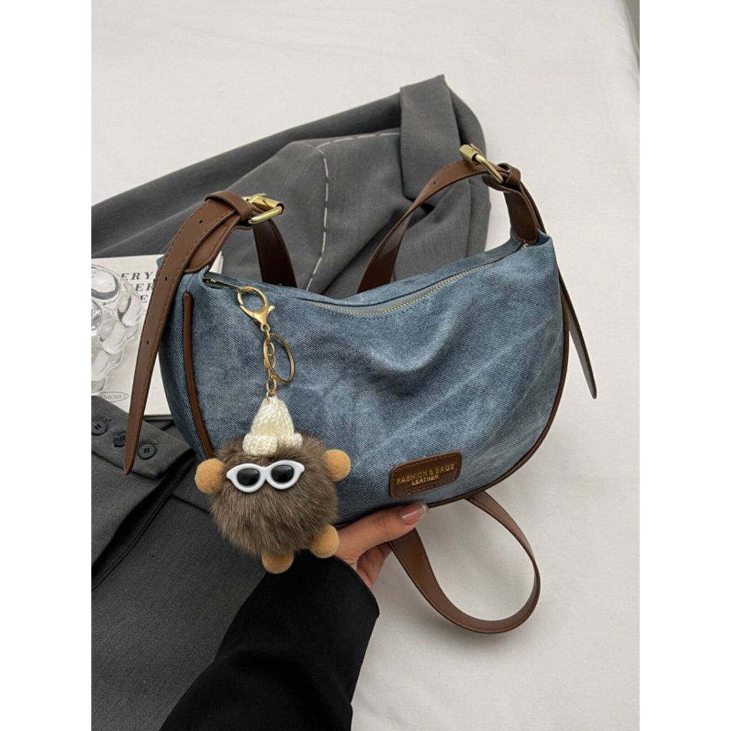 bolsa transversal feminino Bolsa Bolsa feminina Casual jeans azul ombro bolsa mensageiro de couro macio