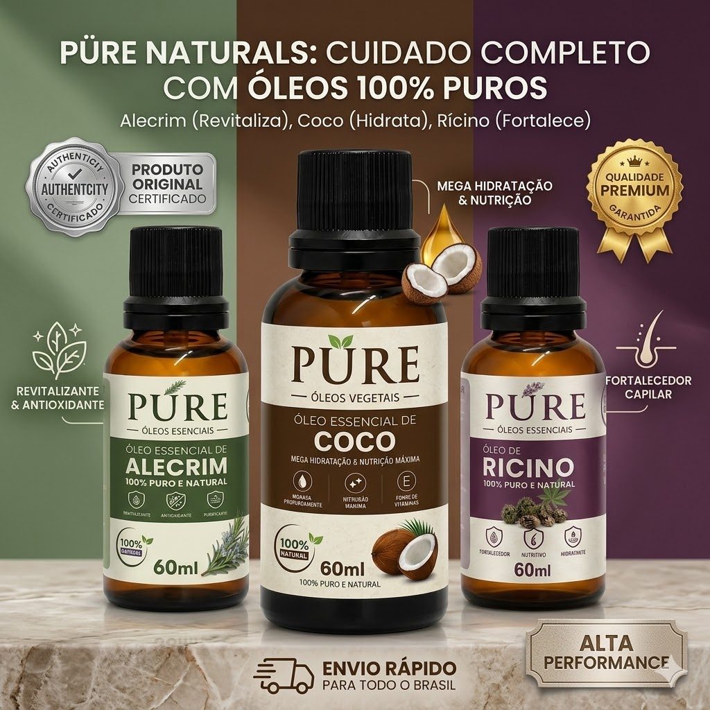 Kit Terapia Capilar Óleo de Coco + Ricino + Alecrim 60ml