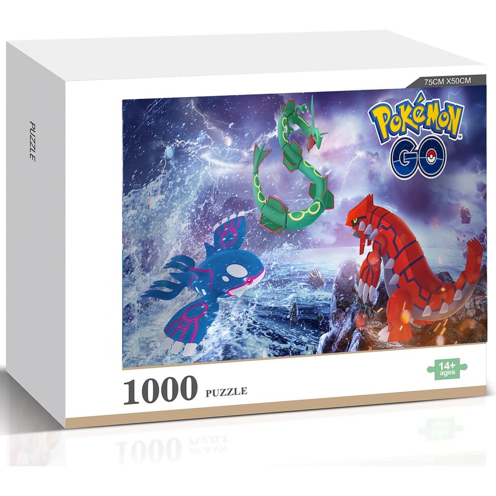 Weather Trio Pokémon GO Rayquaza Kyogre Groudon 1000 Peças Quebra-Cabeça De Madeira Colorido Para Crianças Anime Jogo In
