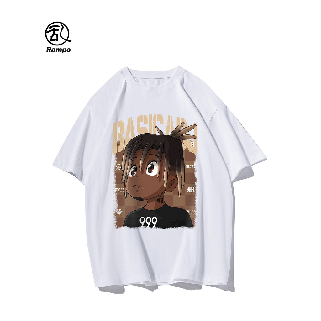 Street ins street Wear americano Retro Comic pesado puro algodão solto masculino feminino camiseta de manga curta em tor