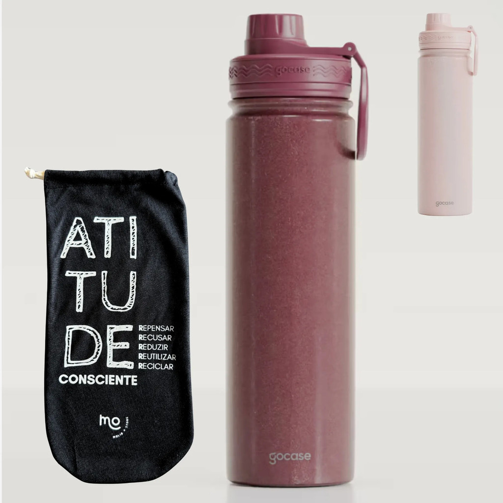 Garrafa Térmica Gocase Edição Especial Glitter 650ml - Kit Glitter Vinho