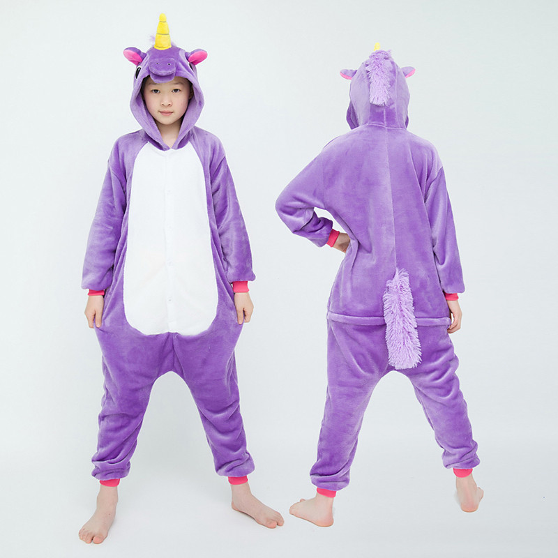 Pijama Infantil Unicórnio Animal Macacão – Fantasia De Flanela Macia , Roupa De Dormir Aconchegante Para Cosplay De Hall
