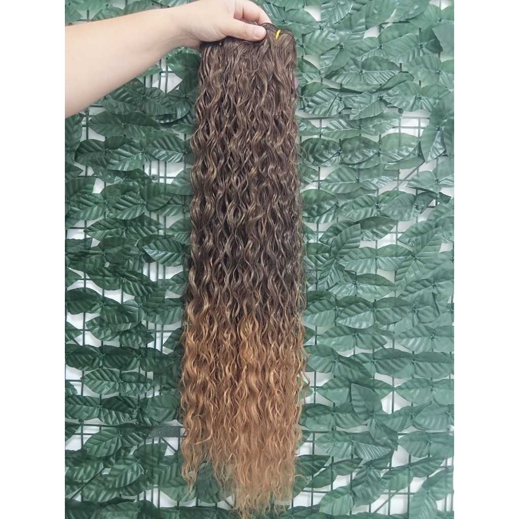 Aplique de Cabelo na Tela Mega Hair Natural Fibra Russa Cacheado Californiana 70cm Premium Bella Hair