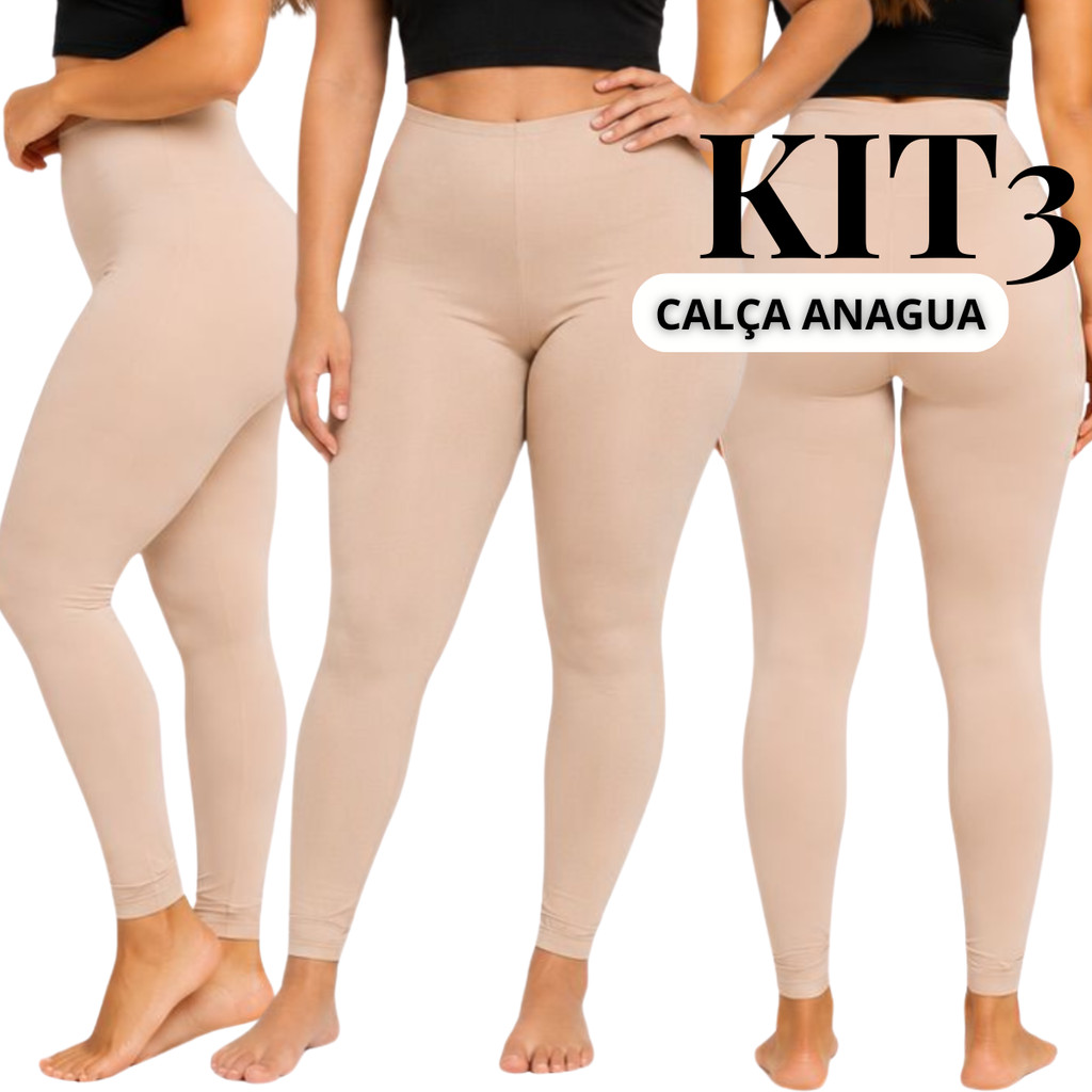 KIT 3 Calça Anágua Segunda Pele Para o Frio Não Marca Tira Transparência
