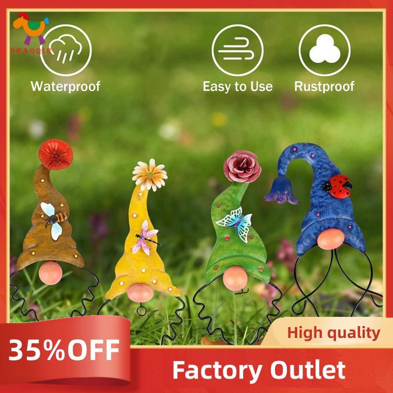 4 PCS Decoração De Estaca De Gnomo De Jardim Para Caminho De Pátio De Gramado