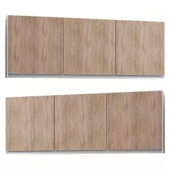 Kit 2 Armários Aéreos 150cm 3 Portas Argélia Branco/Castanho - Lumil