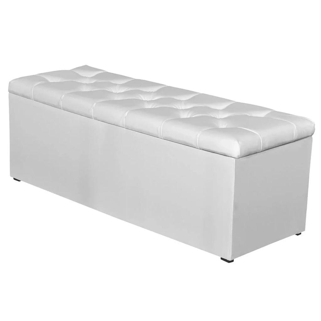 Calçadeira Baú 140cm Paris Corino Branco - JS Móveis