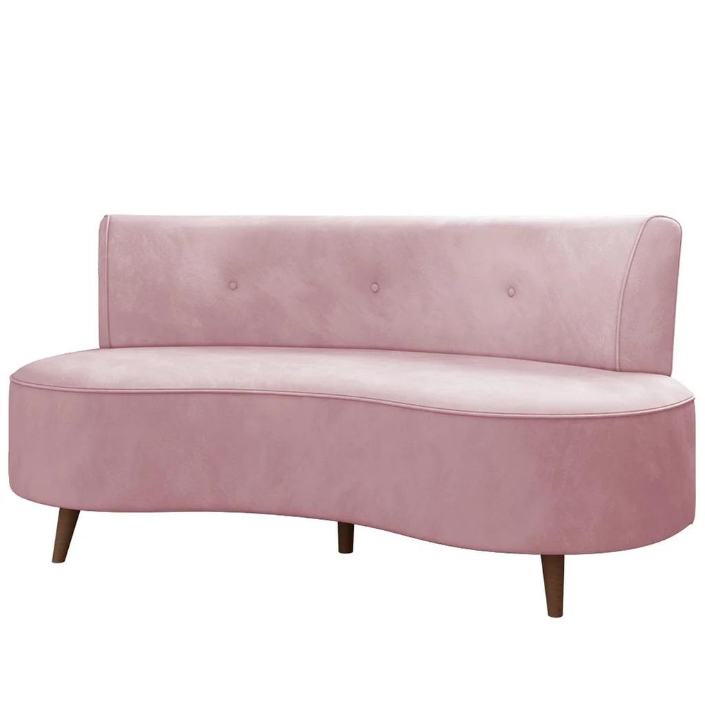 Sofá 2 Lugares para Sala Living 135cm Pés Palito Korah Z08 Veludo Rosê - Mpozenato