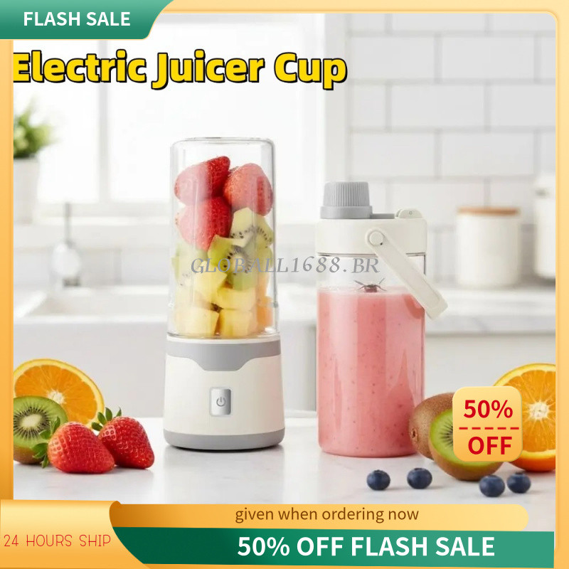 { Estoque Pronto } Multifuncional Recarregável Elétrico USB Espremedor Copo Duplo Misturador Portátil 500 ML De Suco De