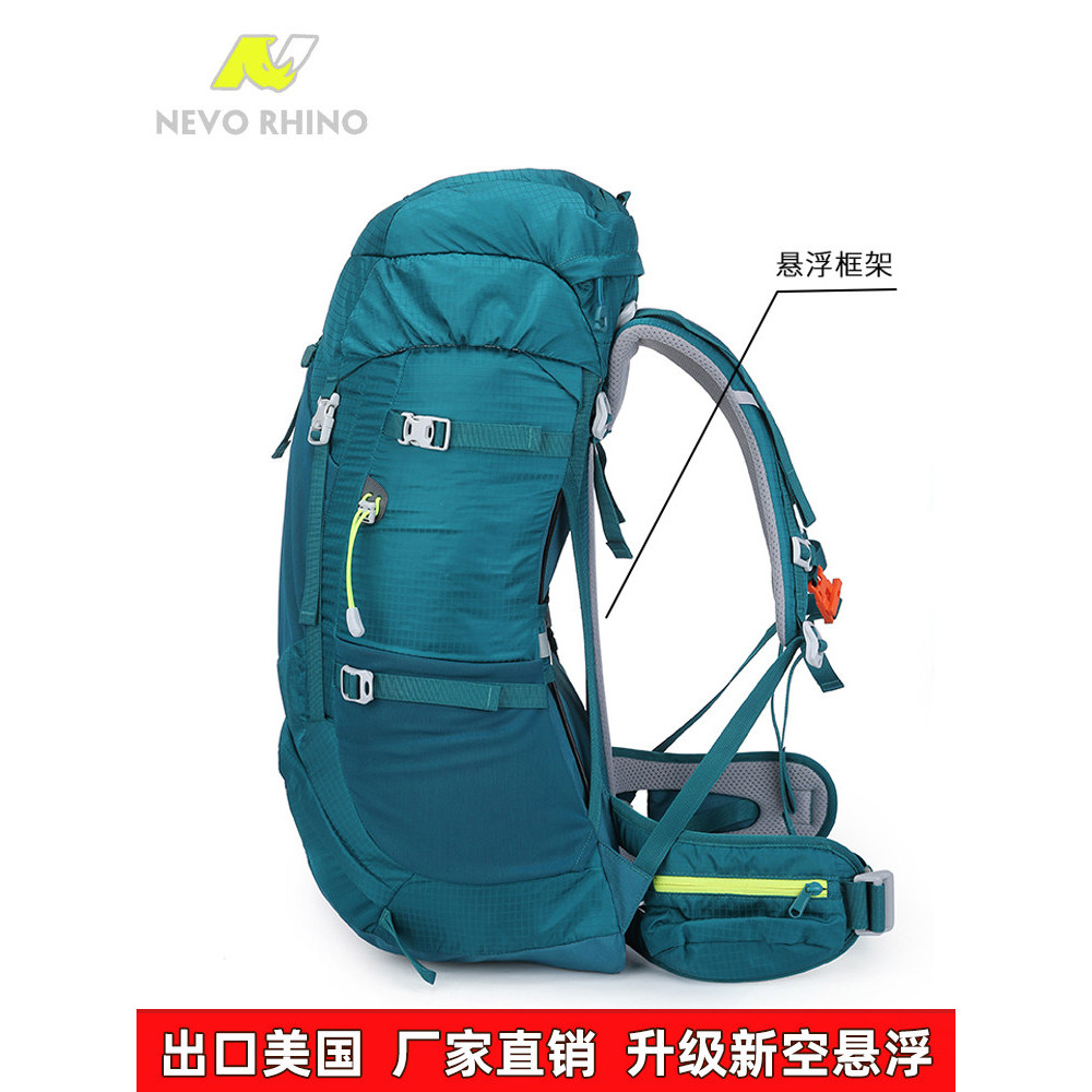 NEVO RHINO RHINO Bolsa de montanhismo masculina mochila profissional ao ar livre feminina bolsa de viagem de grande capa