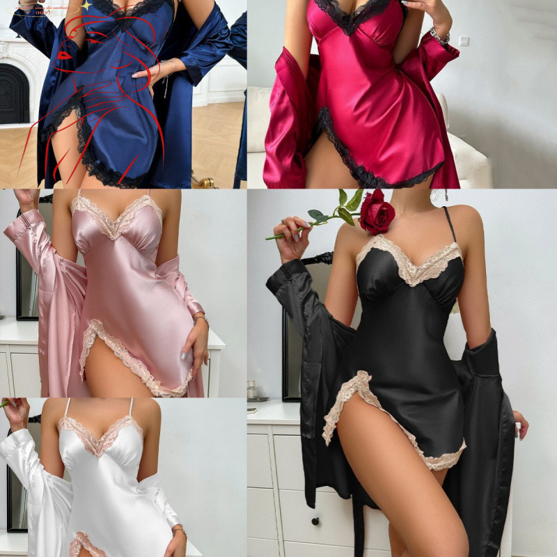 Camisola de seda plus size, camisola sexy, conjunto de camisola feminina JBKB