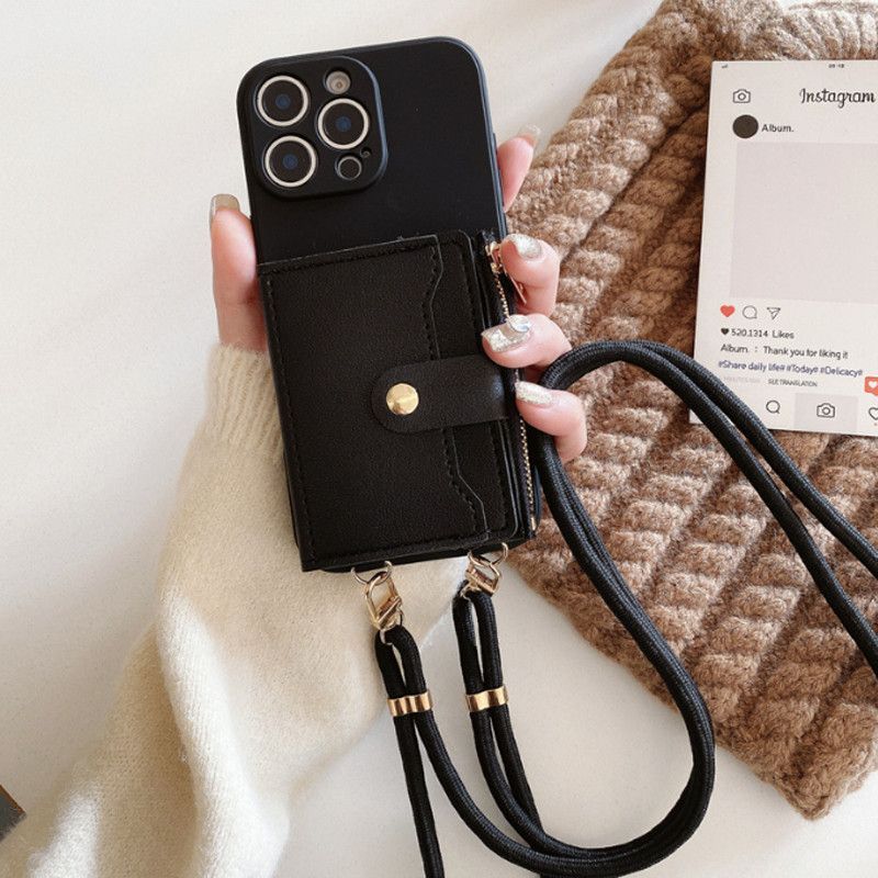 Capa Porta-Cartões Com Cordão Crossbody Para Realme C15 C12 C11 C2 C1 7i Global 6 6s Pro 5 5s 5i 6i Q 3 XT X2 X Carteira
