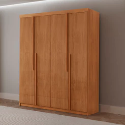 Guarda Roupa Solteiro Quioto MDF com 4 Portas 2 Gavetas Moderna Mobília