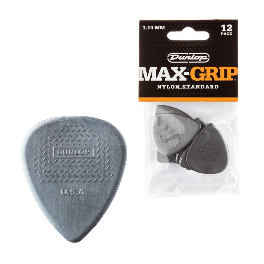 PACK 12 PALHETAS MAXGRIP NYLON 1.14MM CINZA  449P114 DUNLOP