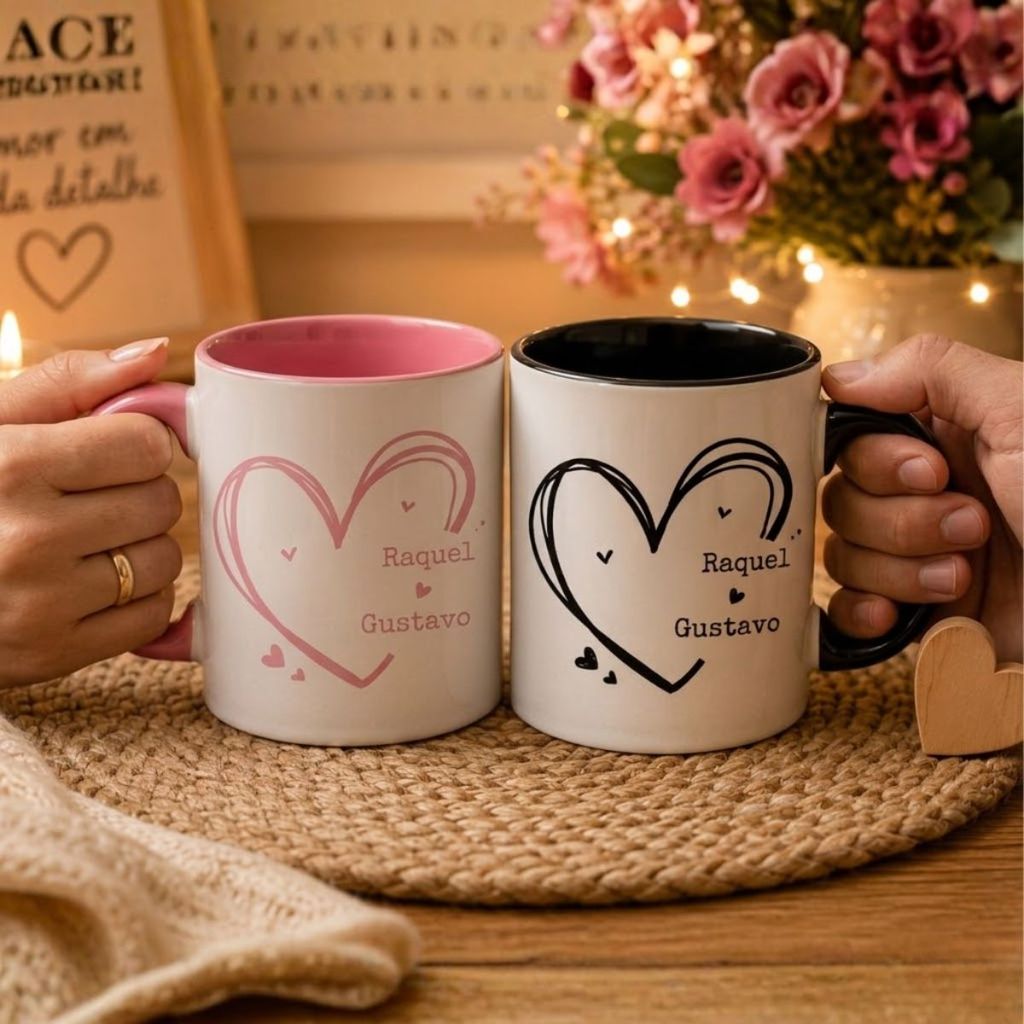 Canecas Casal Personalizada com Nome Presente dia dos Namorados