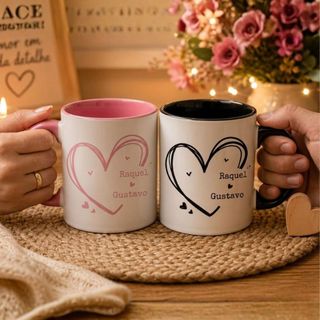 Canecas Casal Personalizada com Nome Presente dia dos Namorados