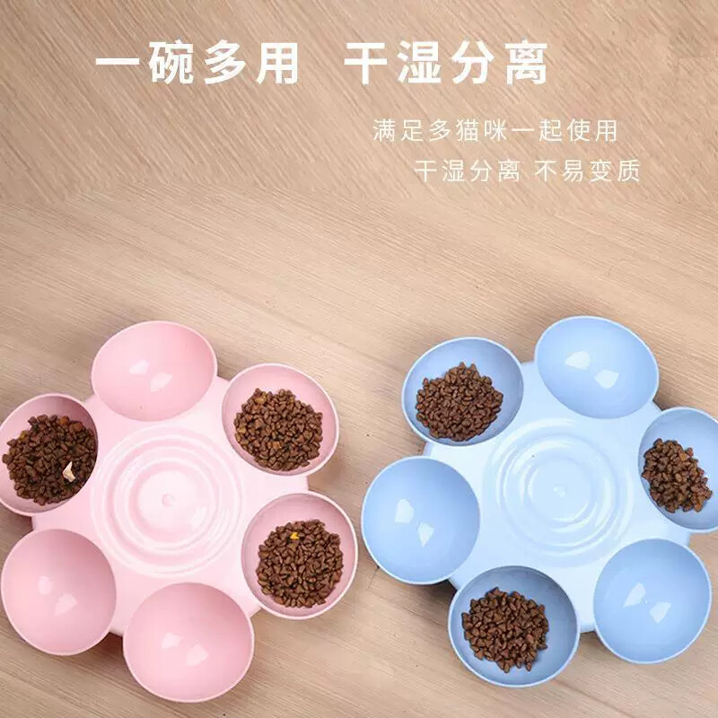 Suprimentos para animais de estimação Amazon novo estilo seis-grade pétala pet tigela Multi-comida para animais de estim