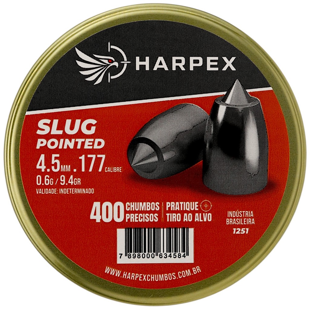 Chumbinho Harpex Slug Pointed Precisão Extrema 4.5mm (.177) - 400un