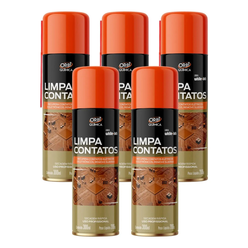 Kit 5 un Limpa Contato Elétrico Orbi 300ml Spray Limpeza Eletrônica