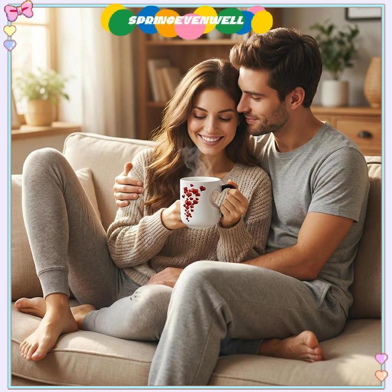 [springevenwell] Caneca De Cerâmica Mágica Que Muda De Cor Em Formato De Coração Xícara De Café Engraçada Com Alça Revel