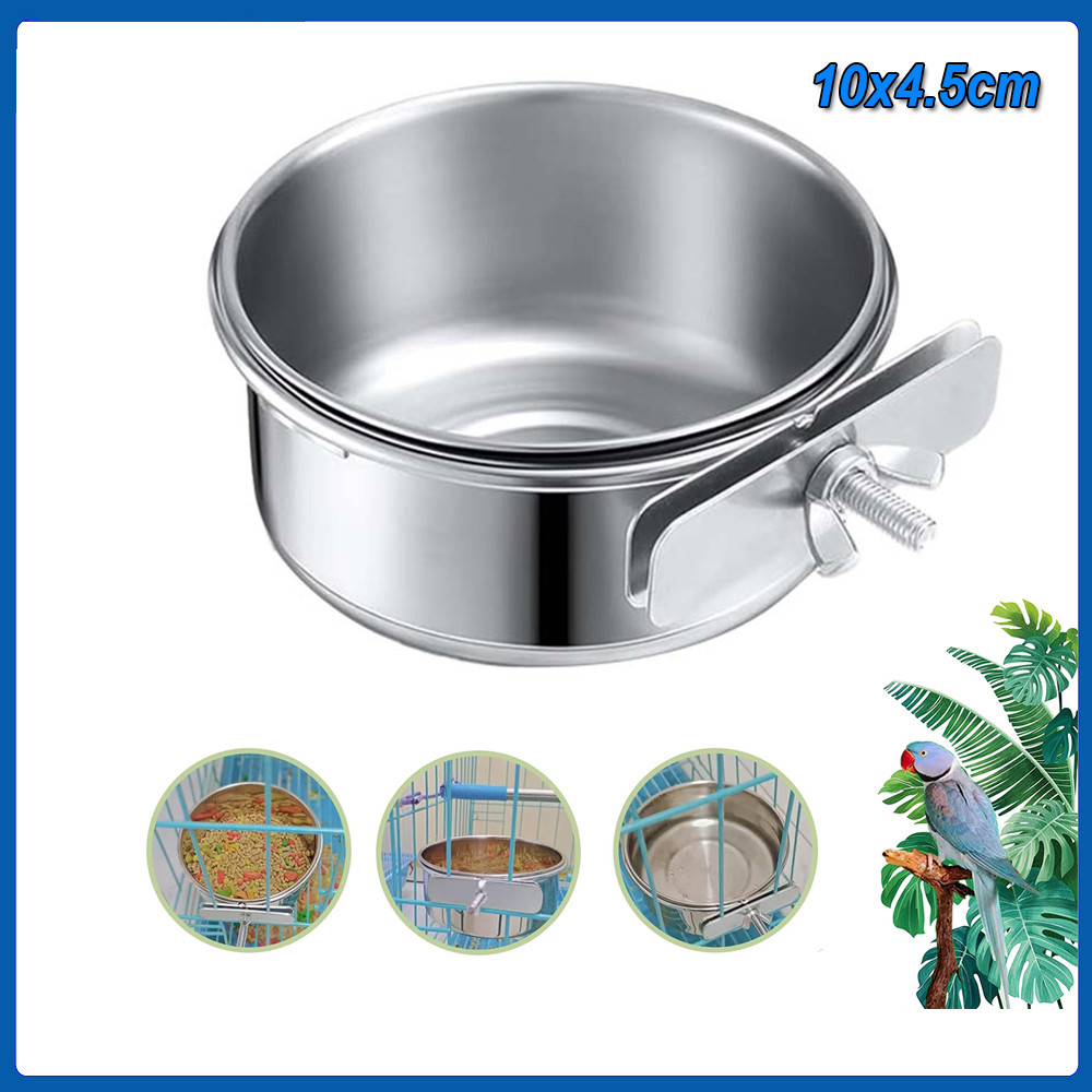Tigela de água e ração para cães de estimação para gaiola de aço inoxidável para gatos e animais de estimação comedouro