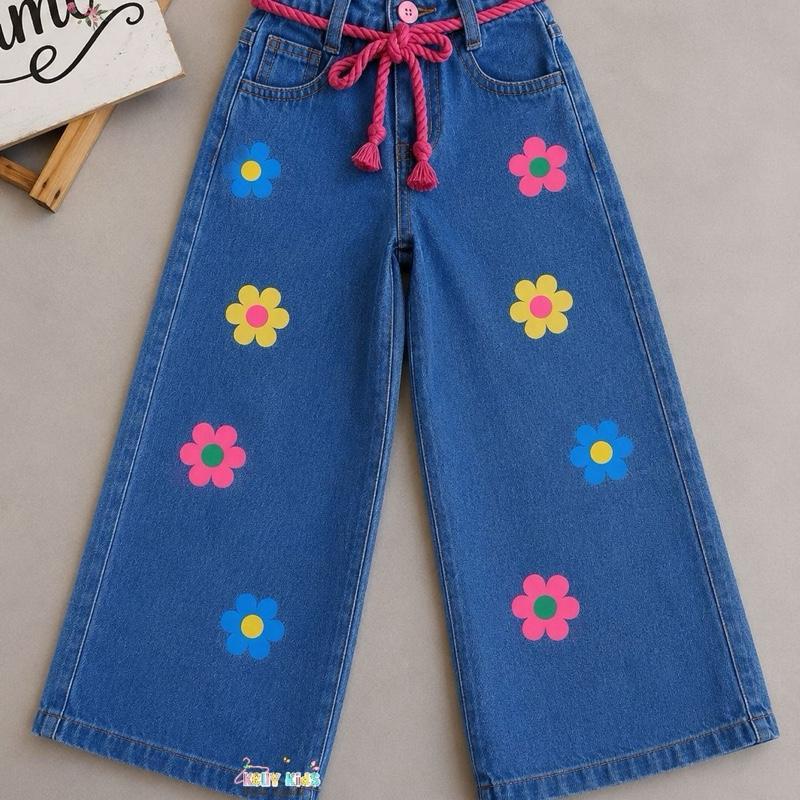 Calça Jeans Wide leg Infantil juvenil para meninas