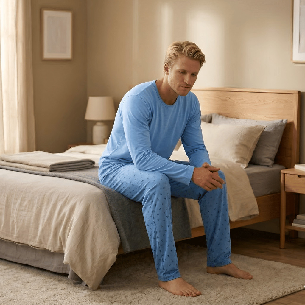 Pijama Longo Adulto Masculino Básico Confortável Manga Longa Calça Estampada