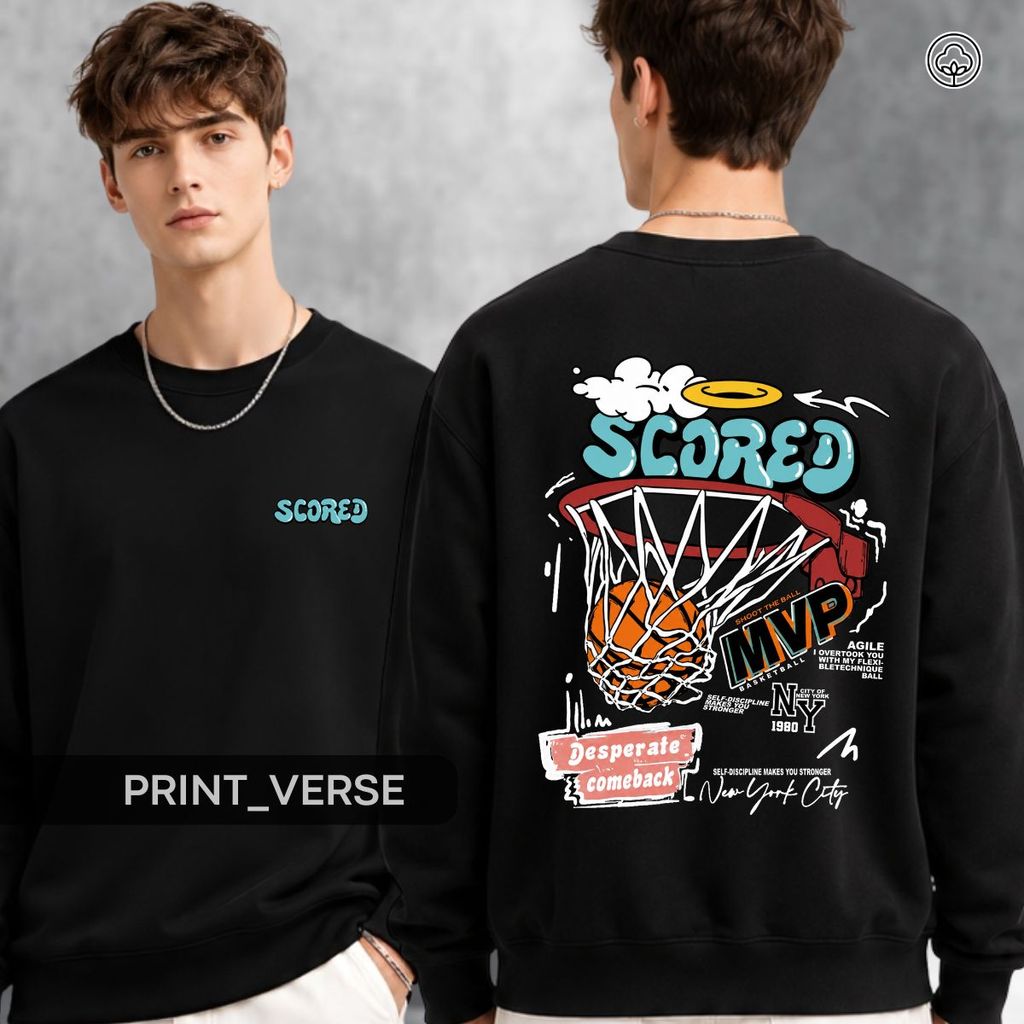Moletom Careca Basquete Scored MVP Streetwear Esporte NY Urbana Grafite