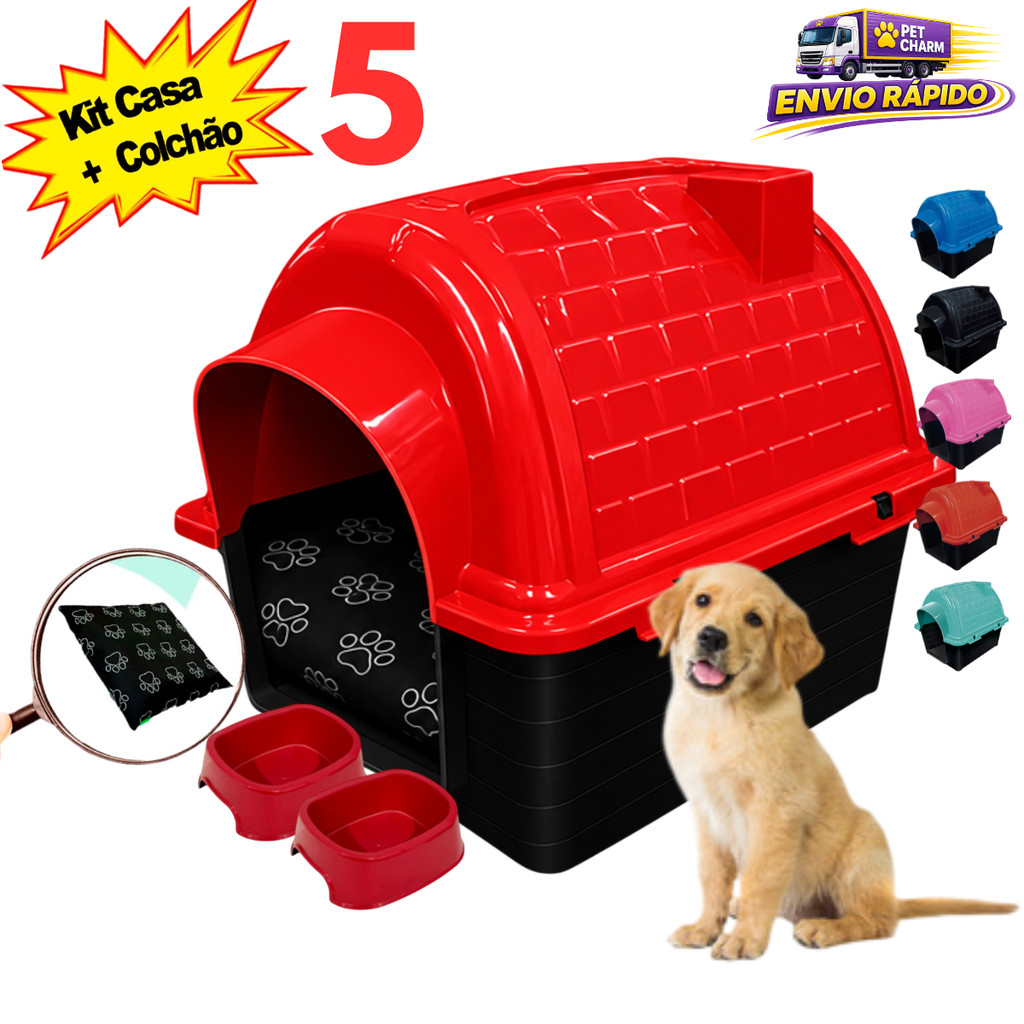 Casinha N5 + Cama Para Cachorro + Comedouro + Bebedouro Pet Caminha Para Cachorro Casa Para Cachorro