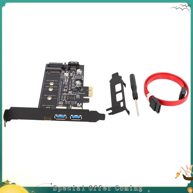 hhuuele1 Adaptador Dual USB3.0 E Type-C M . 2 PCIe M2 SSD SATA B Key Para PCI-Controller Converter Riser Card 2280 2260
