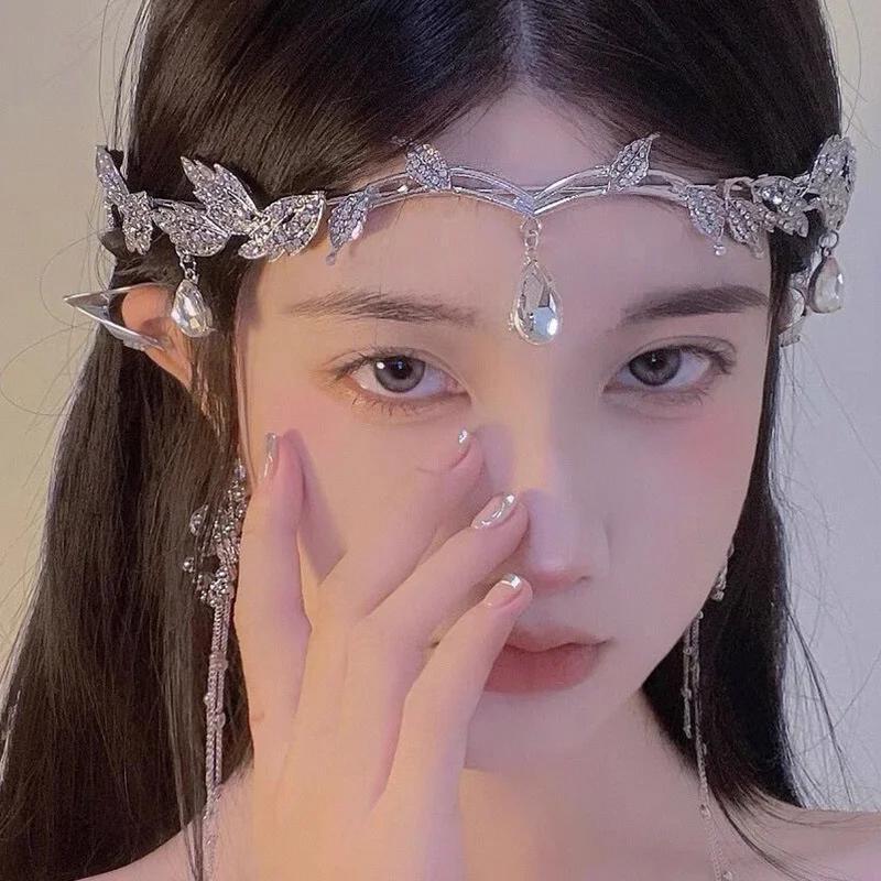 Coroa De Noiva De Cristal Cor Prata Noivado Diadema Véu Tiaras Acessórios De Cabelo De Casamento Cabeça Romântica Para M