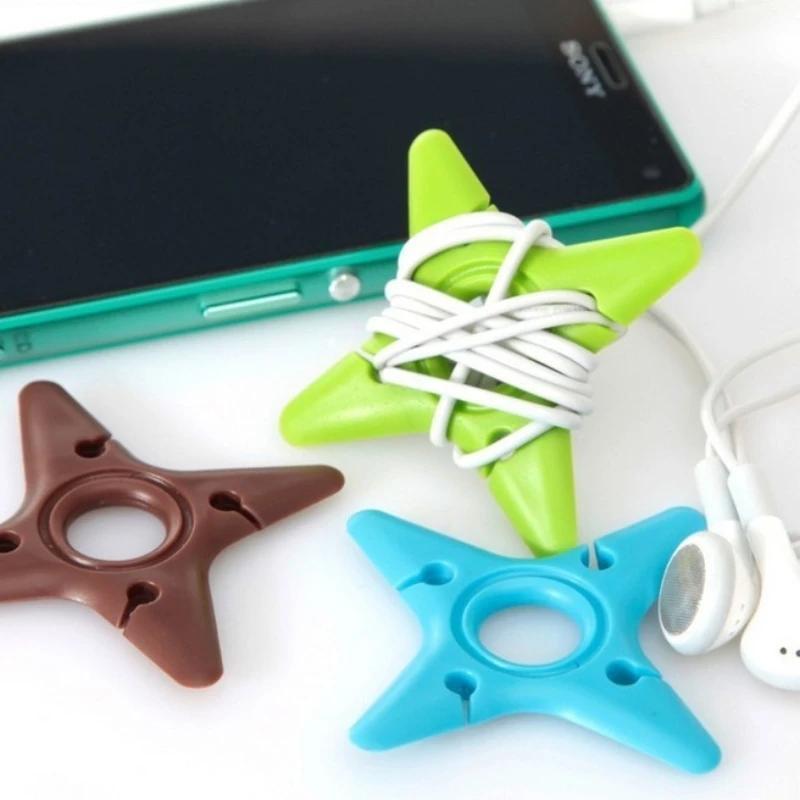 10 Pçs Dardos Estrela Cabo Enrolador Fone De Ouvido Organizador Envoltório Fio Titular Gravata Gerente Para Mp3/Mp4