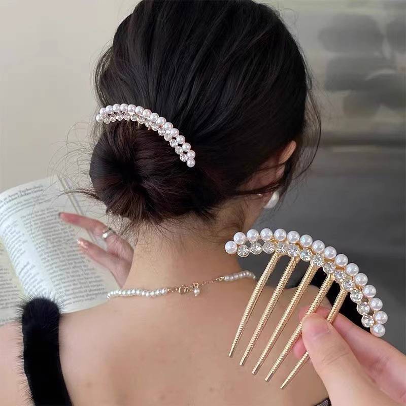 FINGE Pente Hairpin Senhoras Strass Pérola Metal Cabelo Sti Nupcial Casamento Banquete Acessórios Para O Cocar ,