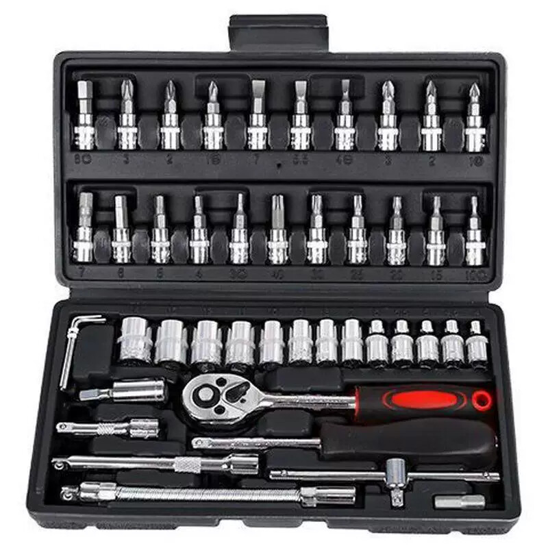 Conjunto de ferramentas importadas alemãs, 46 peças, 1/4, conjunto de ferramentas para mosca pequena, ferramenta de catr
