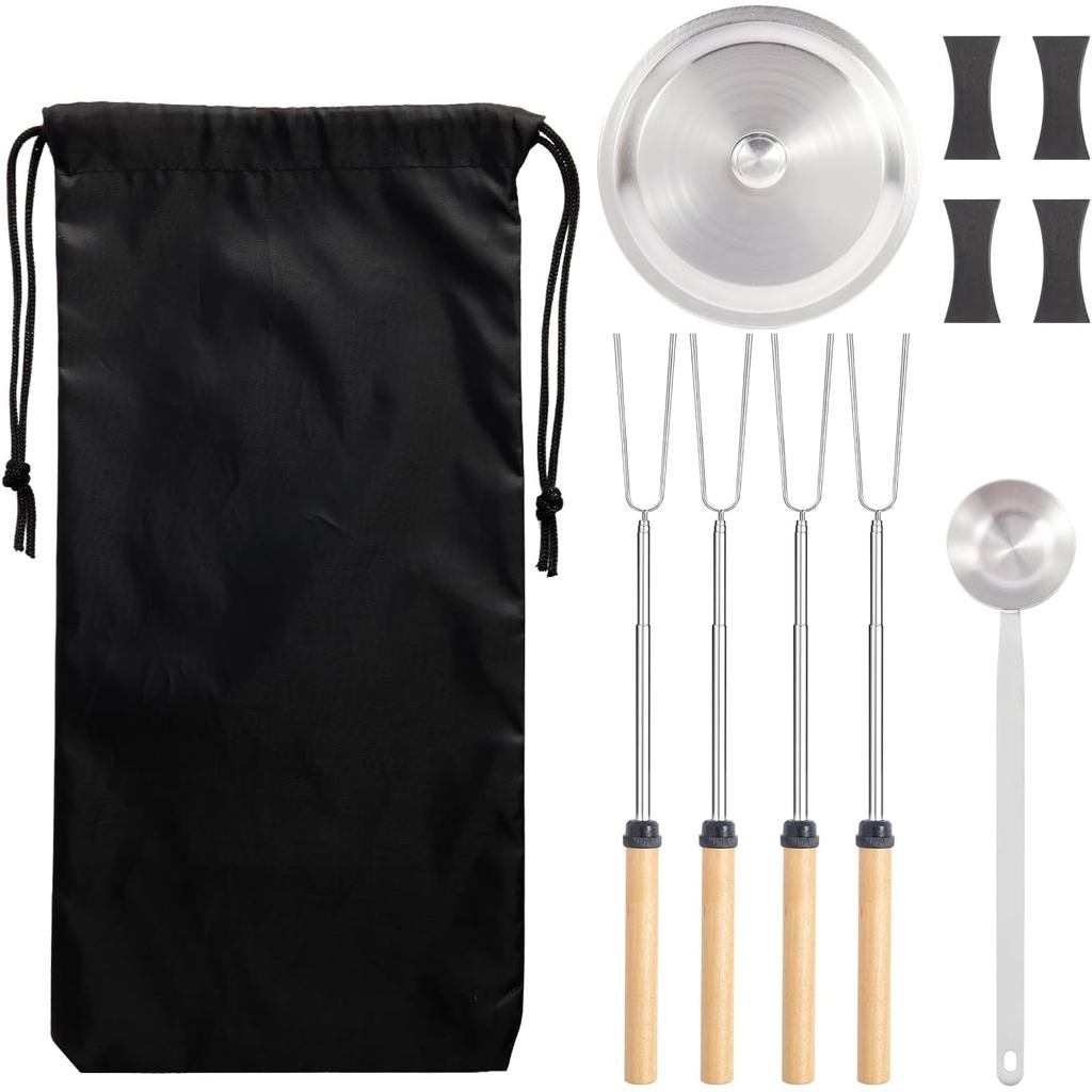 Tampa para Lareira de Mesa e Pacote de Acessórios para Colher de Pellets para Solo Stove Mesa. Tampa de 5,3", Suportes P