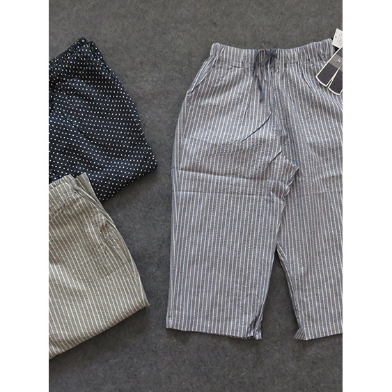 Comércio exterior Retro listrado calças cortadas das mulheres dos homens verão puro algodão solto calças casuais cintura