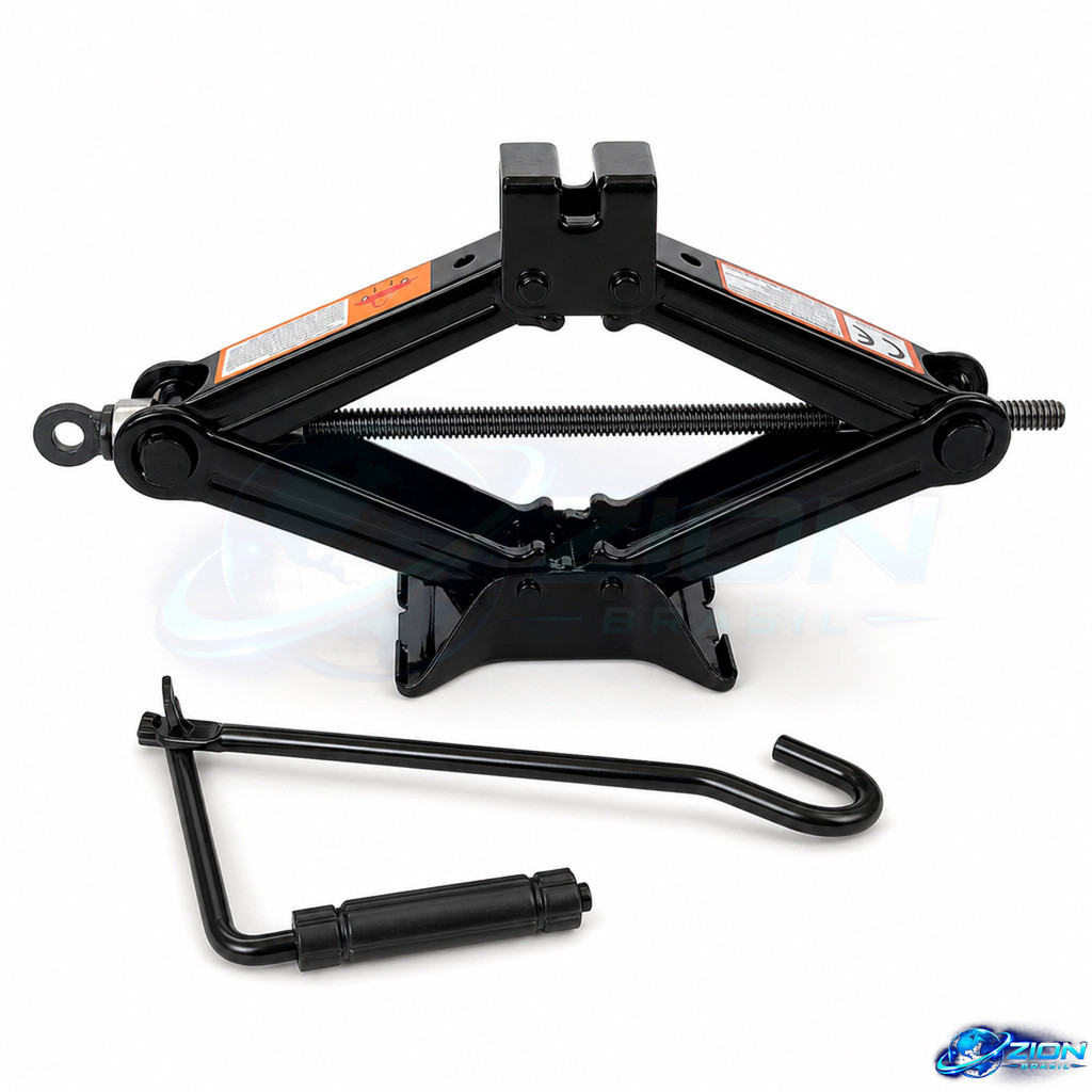 Macaco Sanfona Para Carro 1500 Kg Haste Manivela Fuso Roscado Base Firme Troca Pneu Compacto