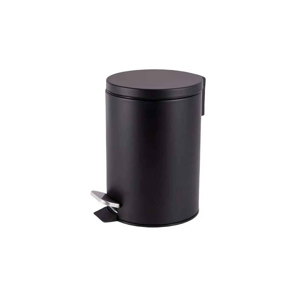 Lixeira Redonda 3L Preto Matte com Pedal Powermaid