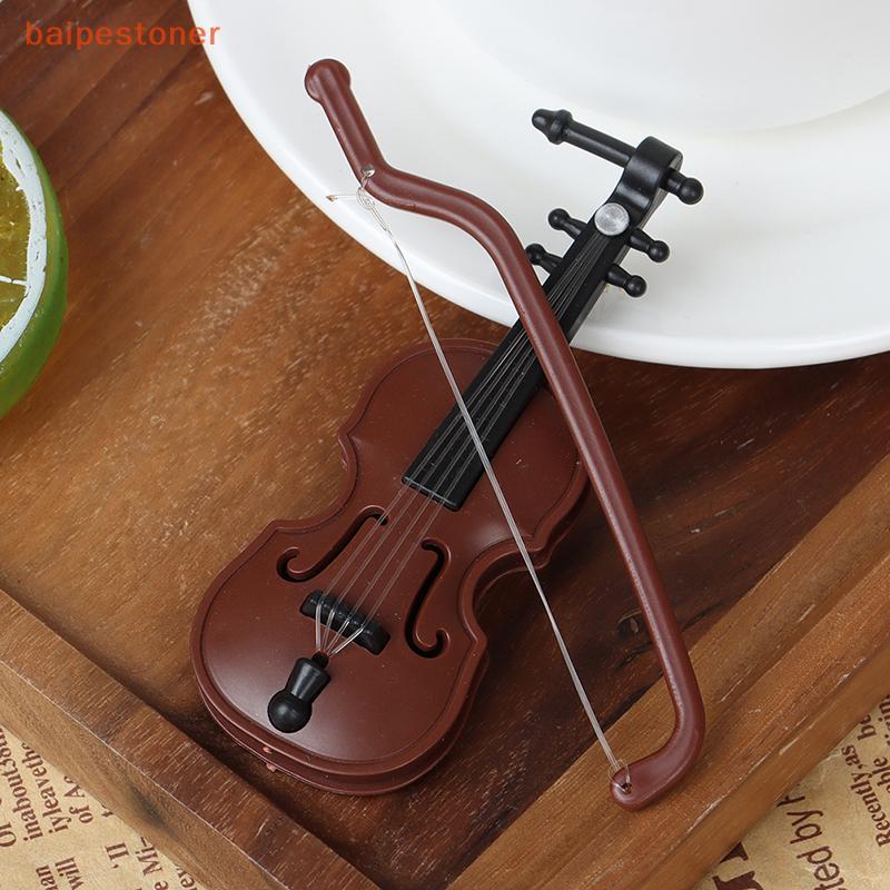 [baipestoner] 1 Conjunto Mini Violino De Plástico Casa De Bonecas Artesanato Decorativo Instrumento Musical