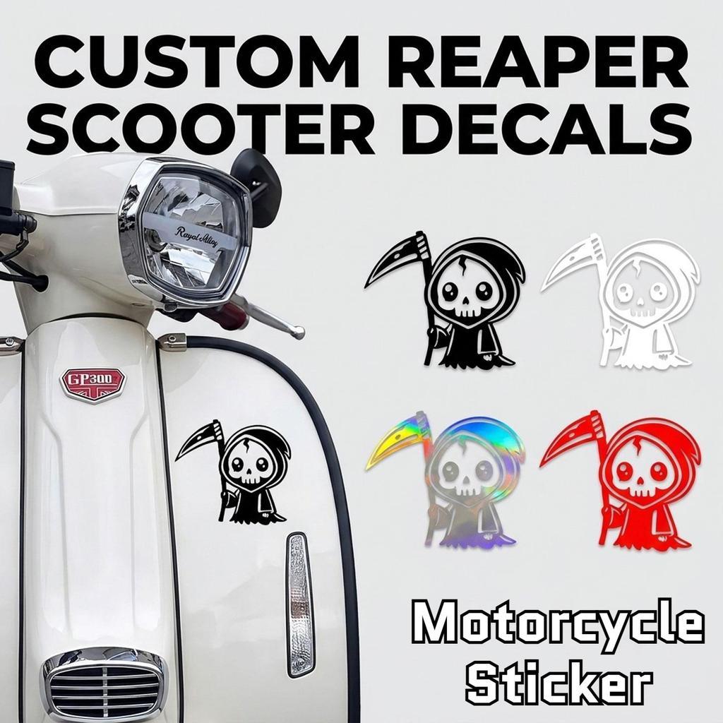 Decalque Adesivo De Vinil Fofo Grim Reaper Para Click Nmax Aerox Scooter RACING Street Acessórios Motocicletas
