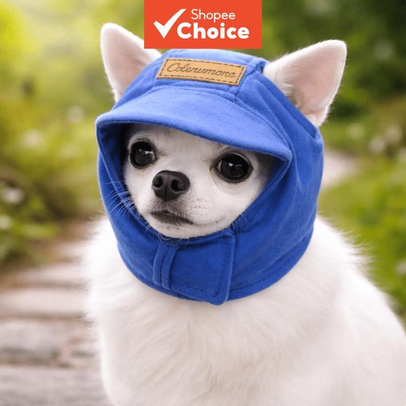 Novos acessórios para animais de estimação: gorro e cachecol de uma peça com velcro, capa de cabeça de cachorro macia e